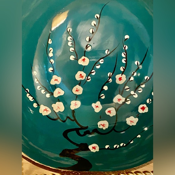 Handcrafted Artisan Coconut Bowl | Hand Painted Jasmine Tree - Picture 10 of 11